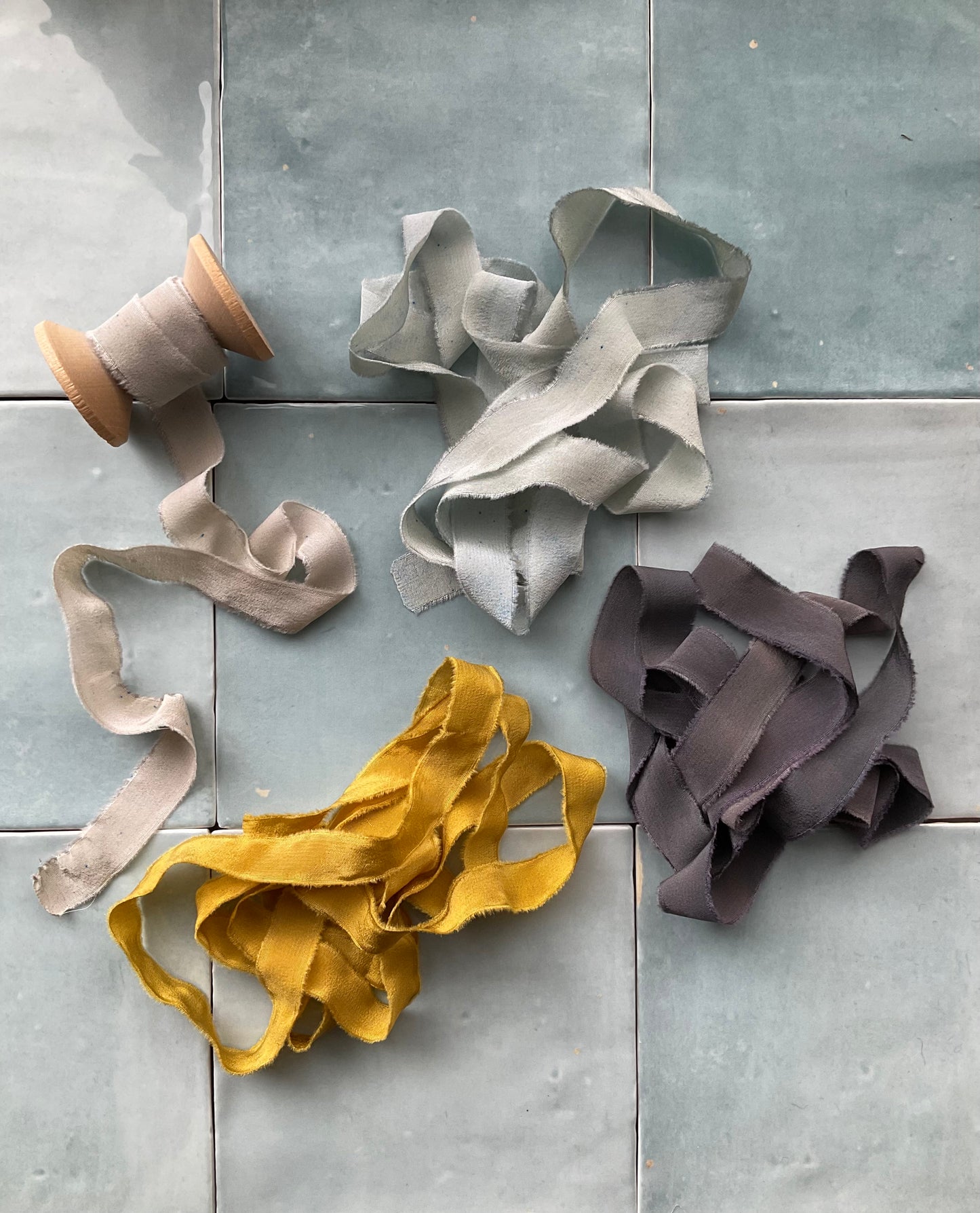 Hand Dyed Silk Ribbon - Yellow Gold