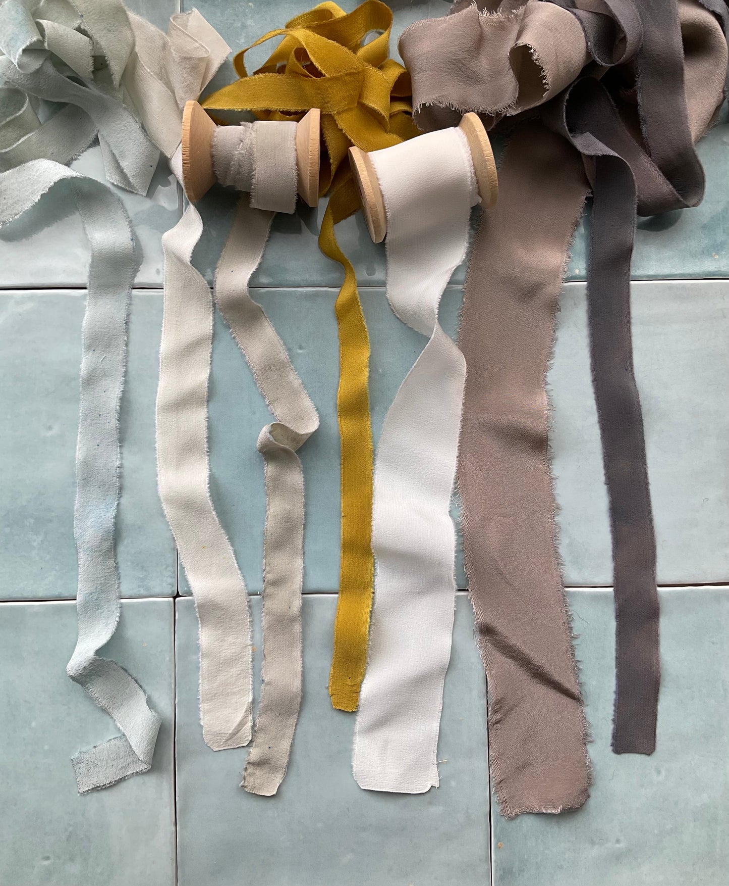 Hand Dyed Silk Ribbon - Yellow Gold