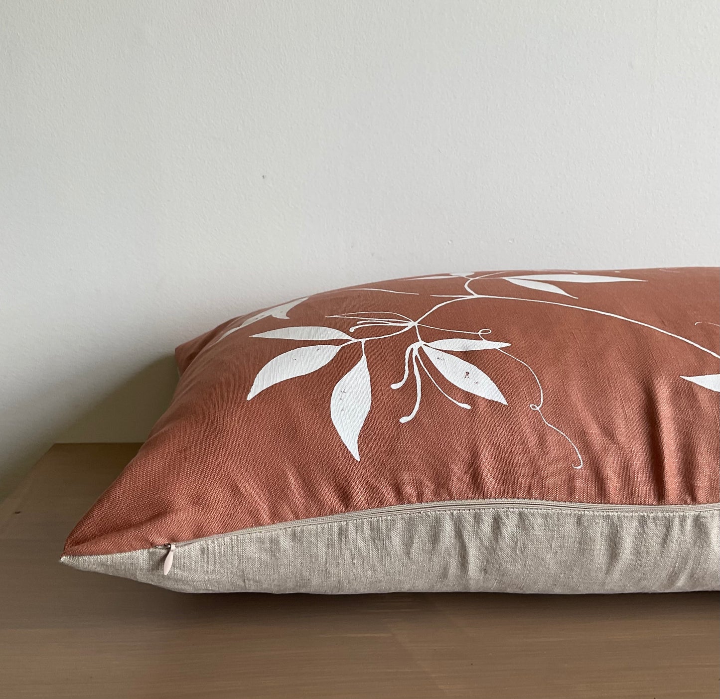 Linen Screen Printed Pillow Cover - Dusty Rose