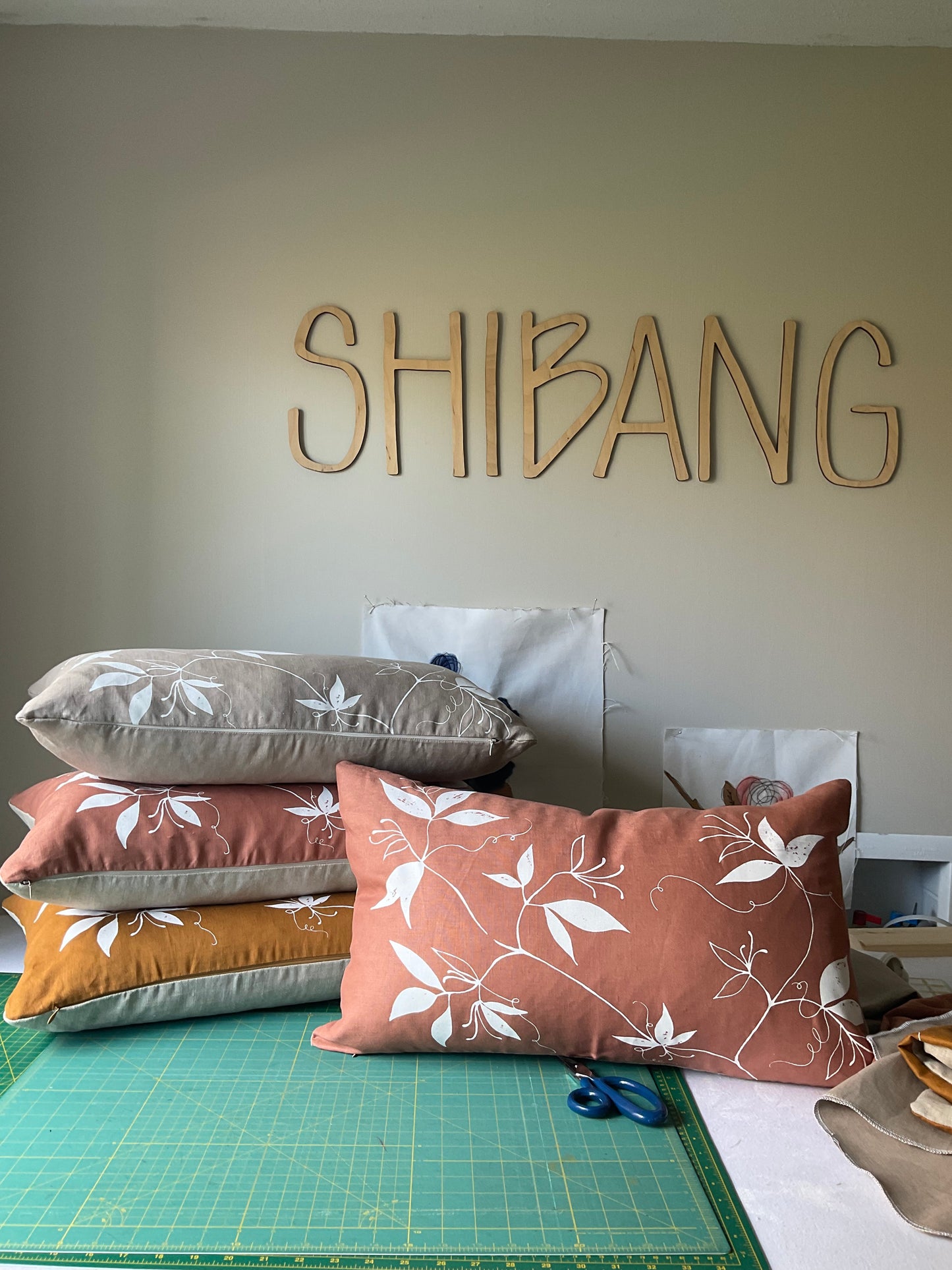 Linen Screen Printed Pillow Cover - Dusty Rose