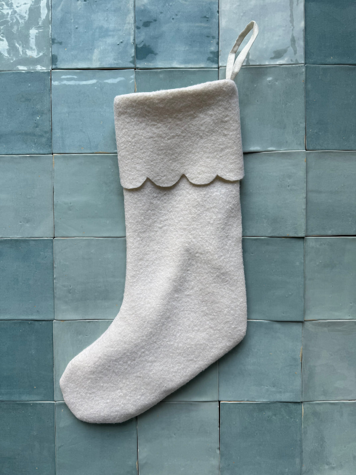 Boiled Wool Stocking - Scalloped Cuff