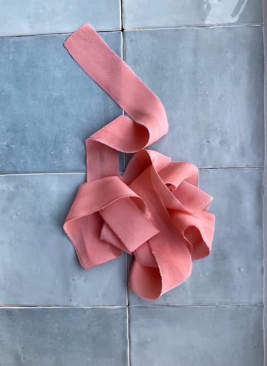 Hand Dyed Silk Ribbon - Salmon