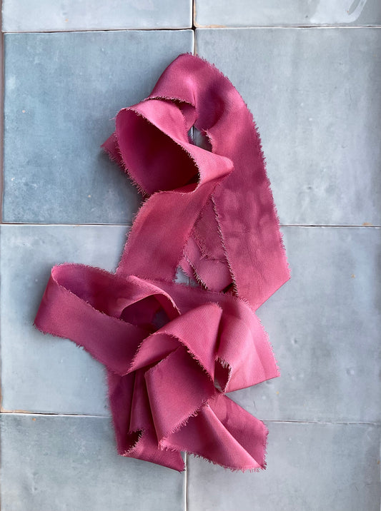 Hand Dyed Silk Ribbon - Fuchsia