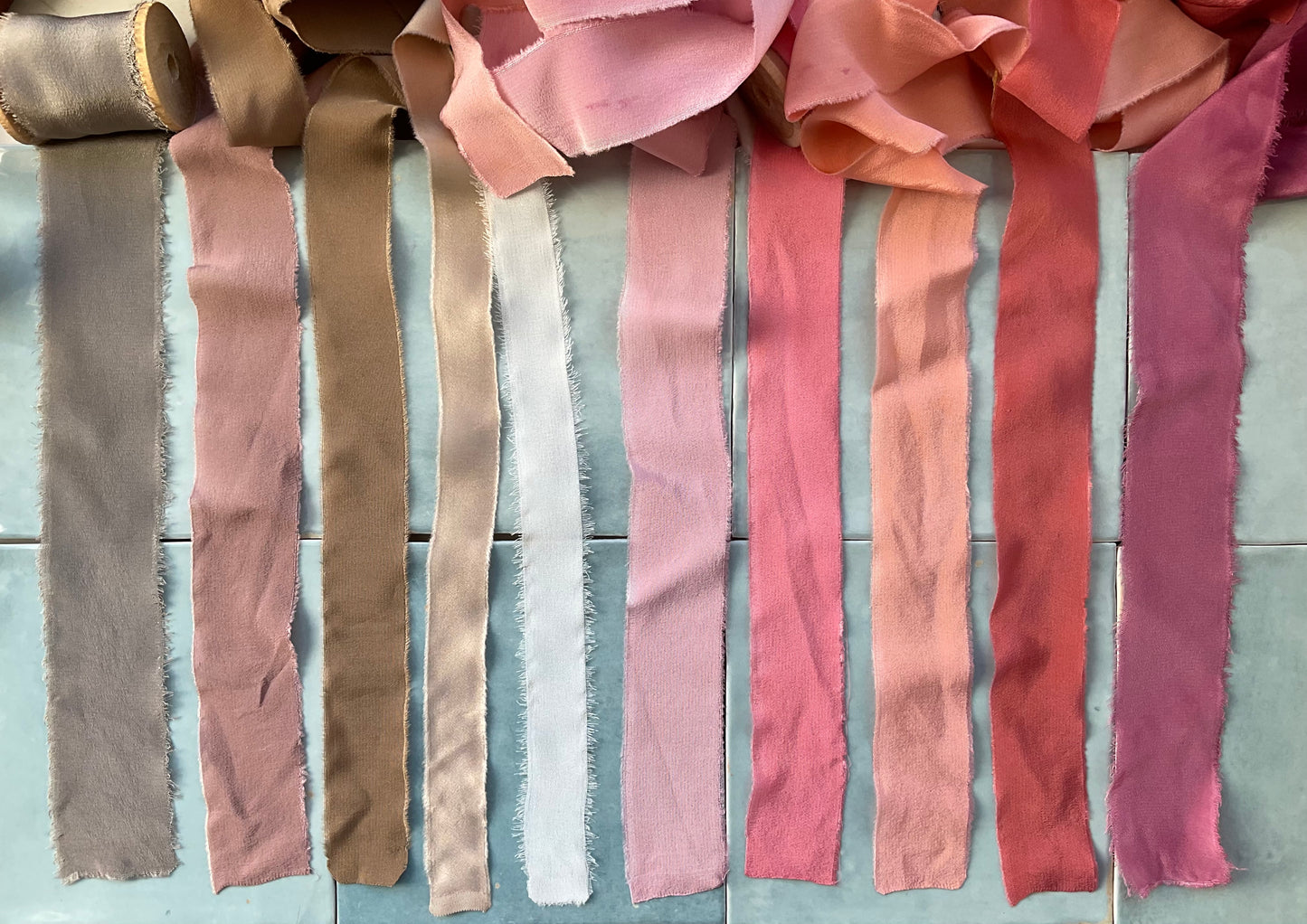 Hand Dyed Silk Ribbon - Fuchsia