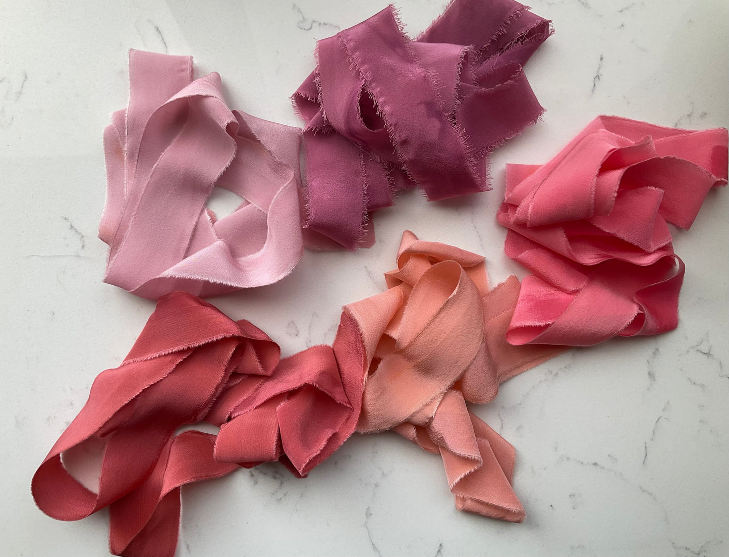 Hand Dyed Silk Ribbon - Salmon