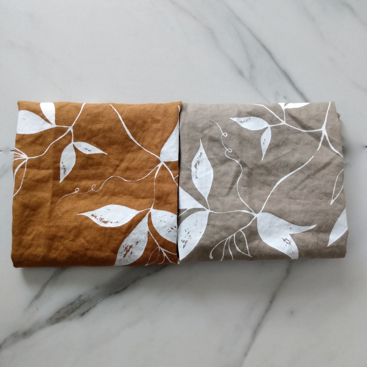 Sand & White Linen Tea Towel