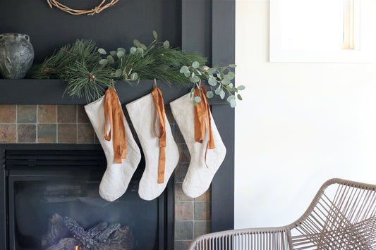 Minimalist Linen Stocking - Oatmeal